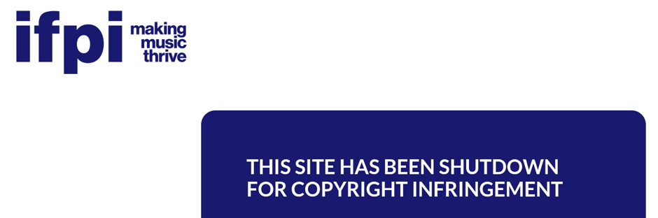 IFPI notice on the former Y2mate.gg domain saying the site has been shut down for copyright infringement