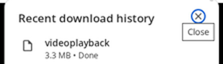 Chrome download history showing an M4A saved from YouTube Music as videoplayback, 3.3 MB, with no file extension