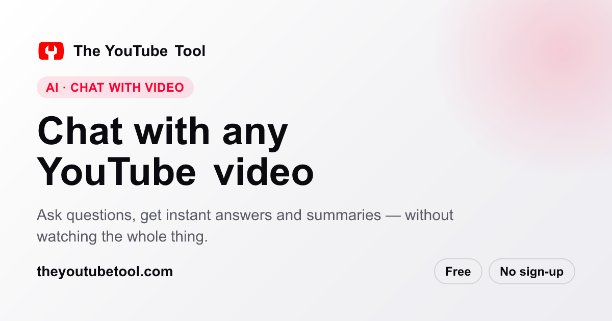 Chat with YouTube Video — Ask AI Questions About Any Video | The ...